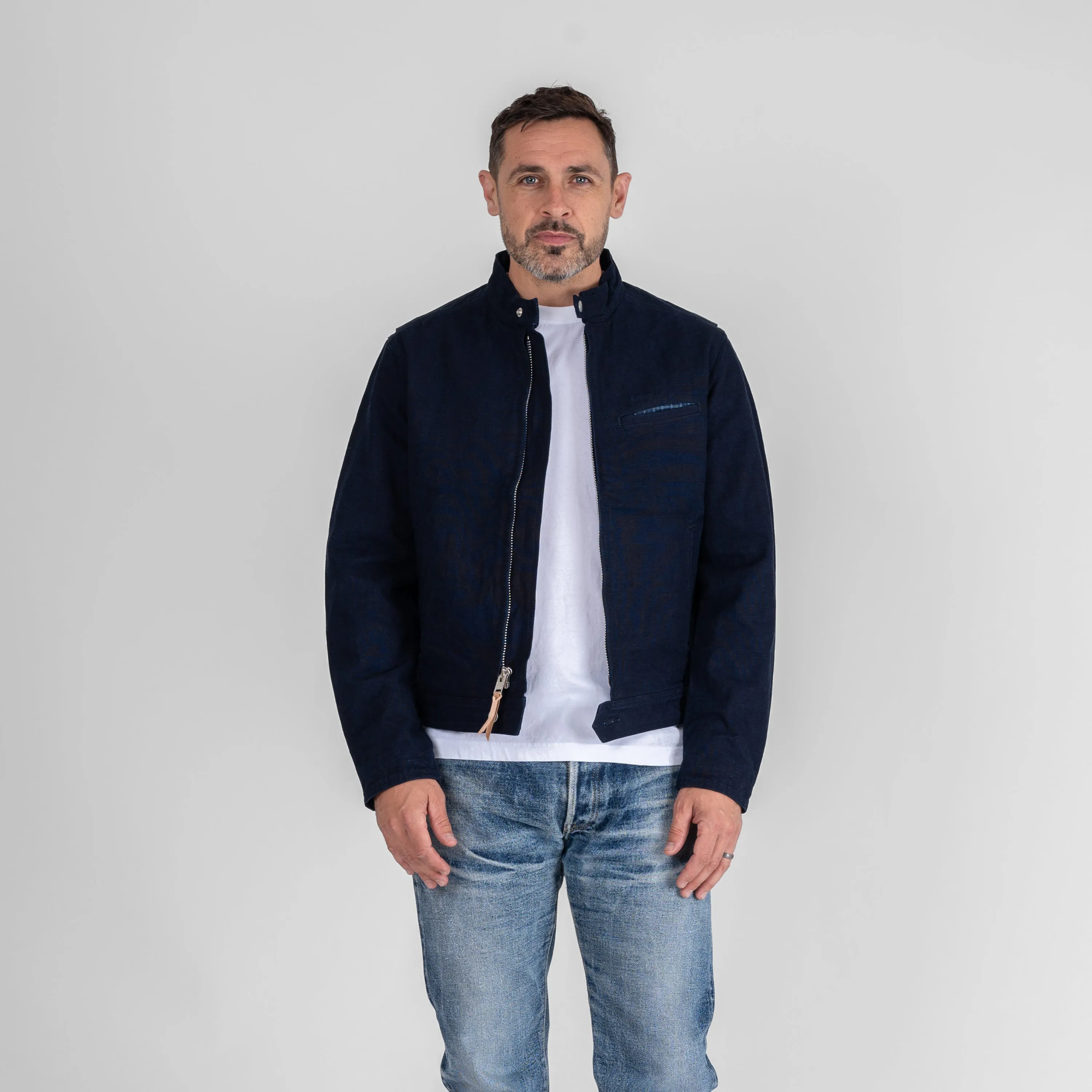 13oz Oxford Cloth Riders Jacket - Indigo