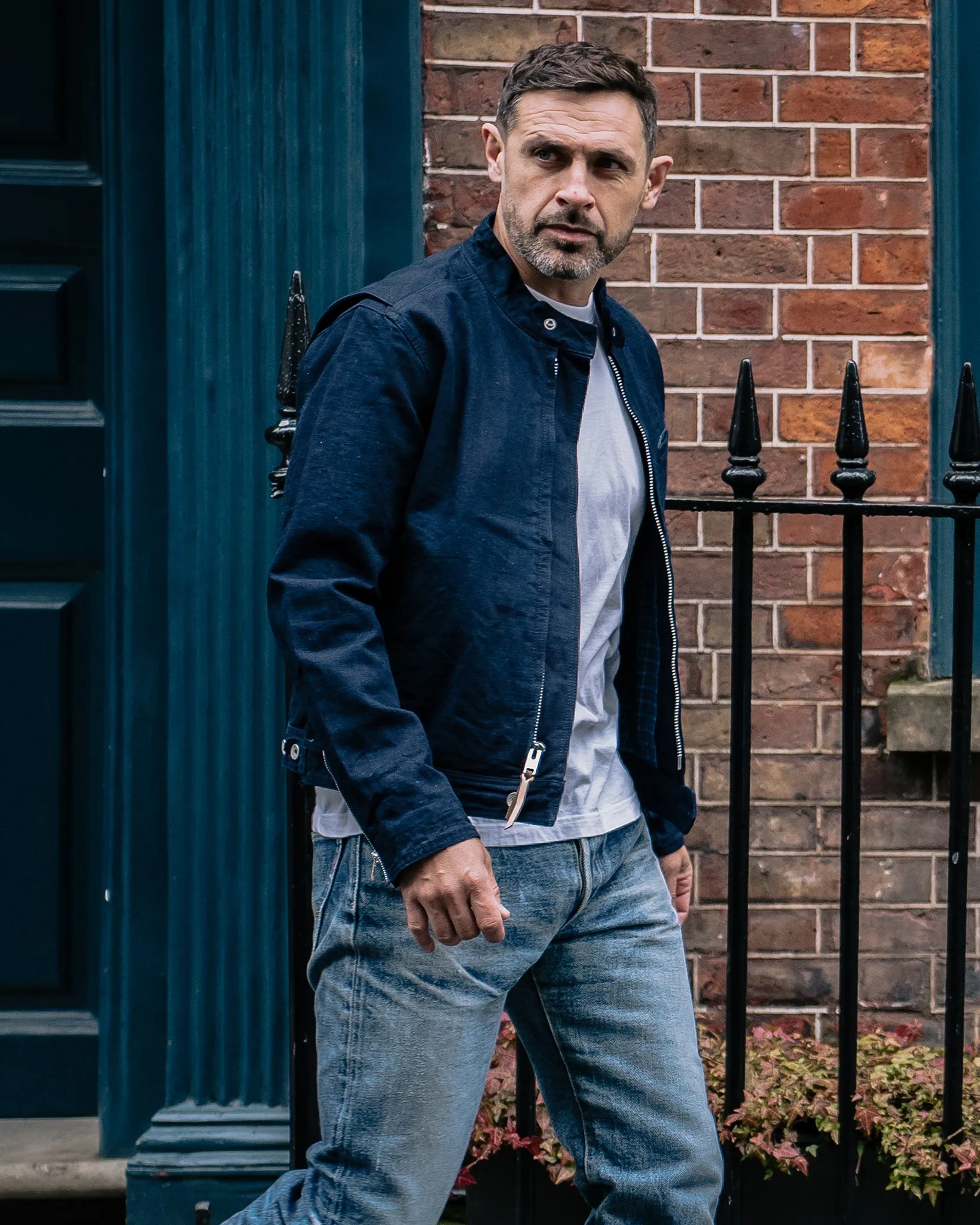 13oz Oxford Cloth Riders Jacket - Indigo