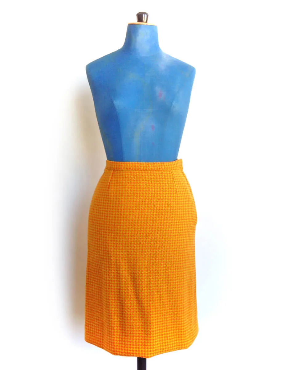 1950s Suit Orange Wool Houndstooth