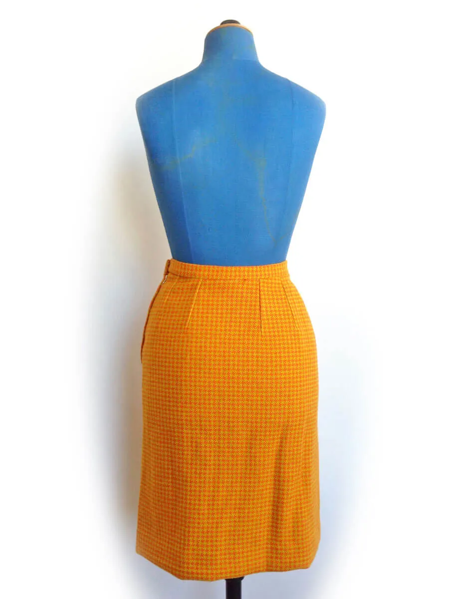 1950s Suit Orange Wool Houndstooth