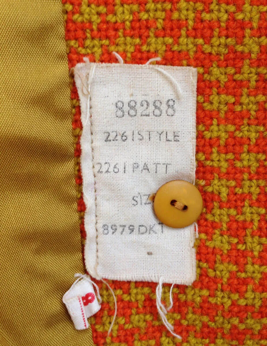 1950s Suit Orange Wool Houndstooth