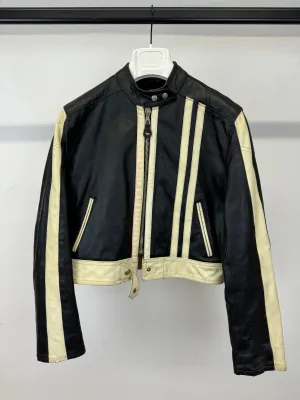 1980s Armani cropped biker leather jacket