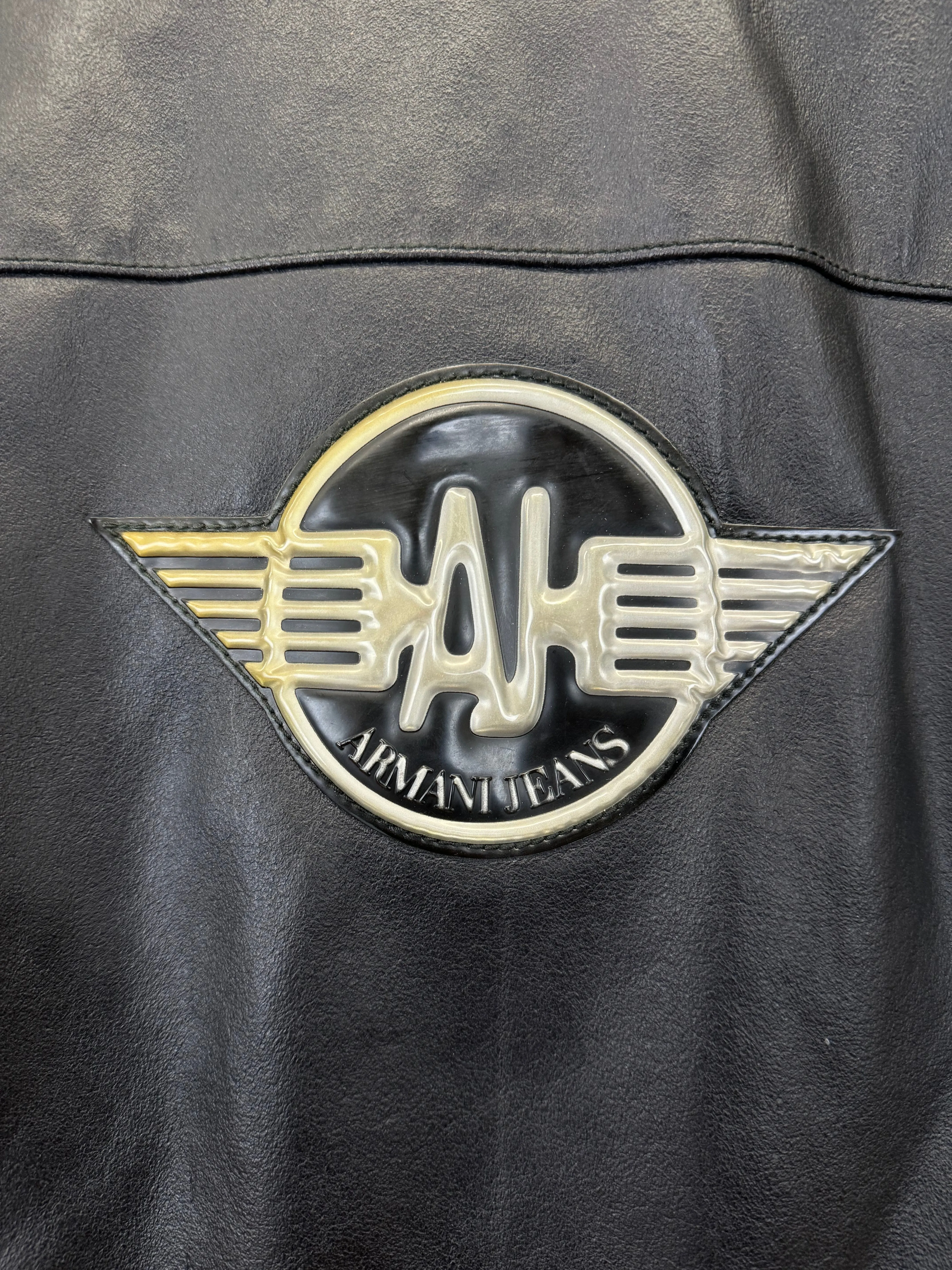 1980s Armani cropped biker leather jacket