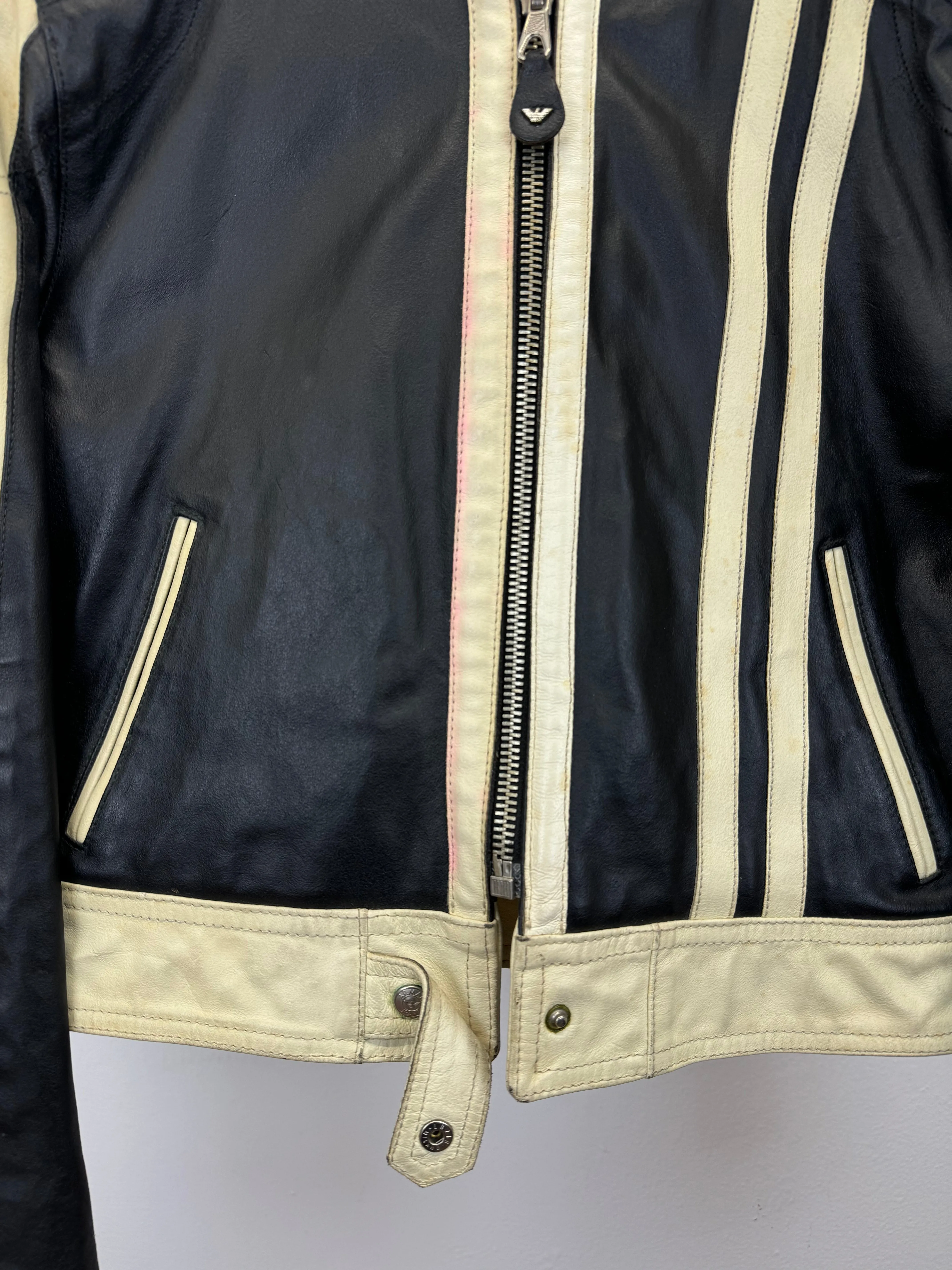 1980s Armani cropped biker leather jacket