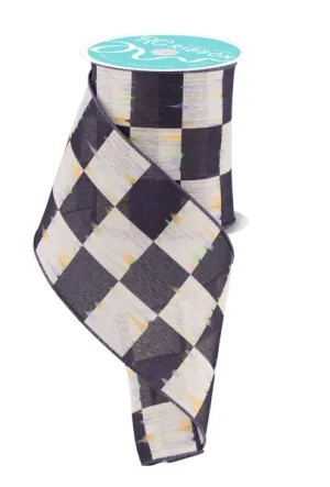 4" Bold Antique Checkerboard: Black, Beige, Multi (10 Yards) RGF1404X5