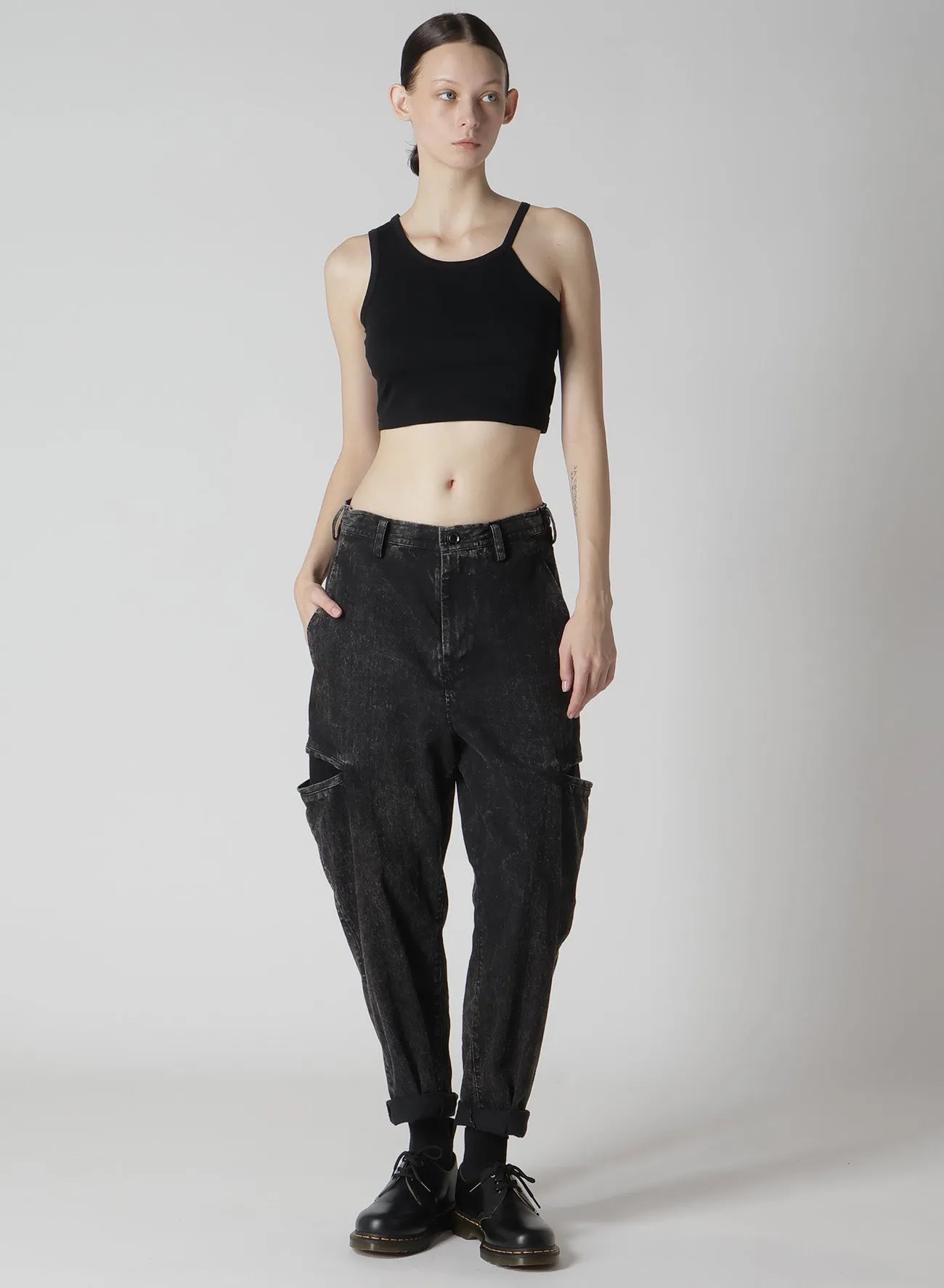 8OZ BLEACHED DENIM TAPERED PANTS