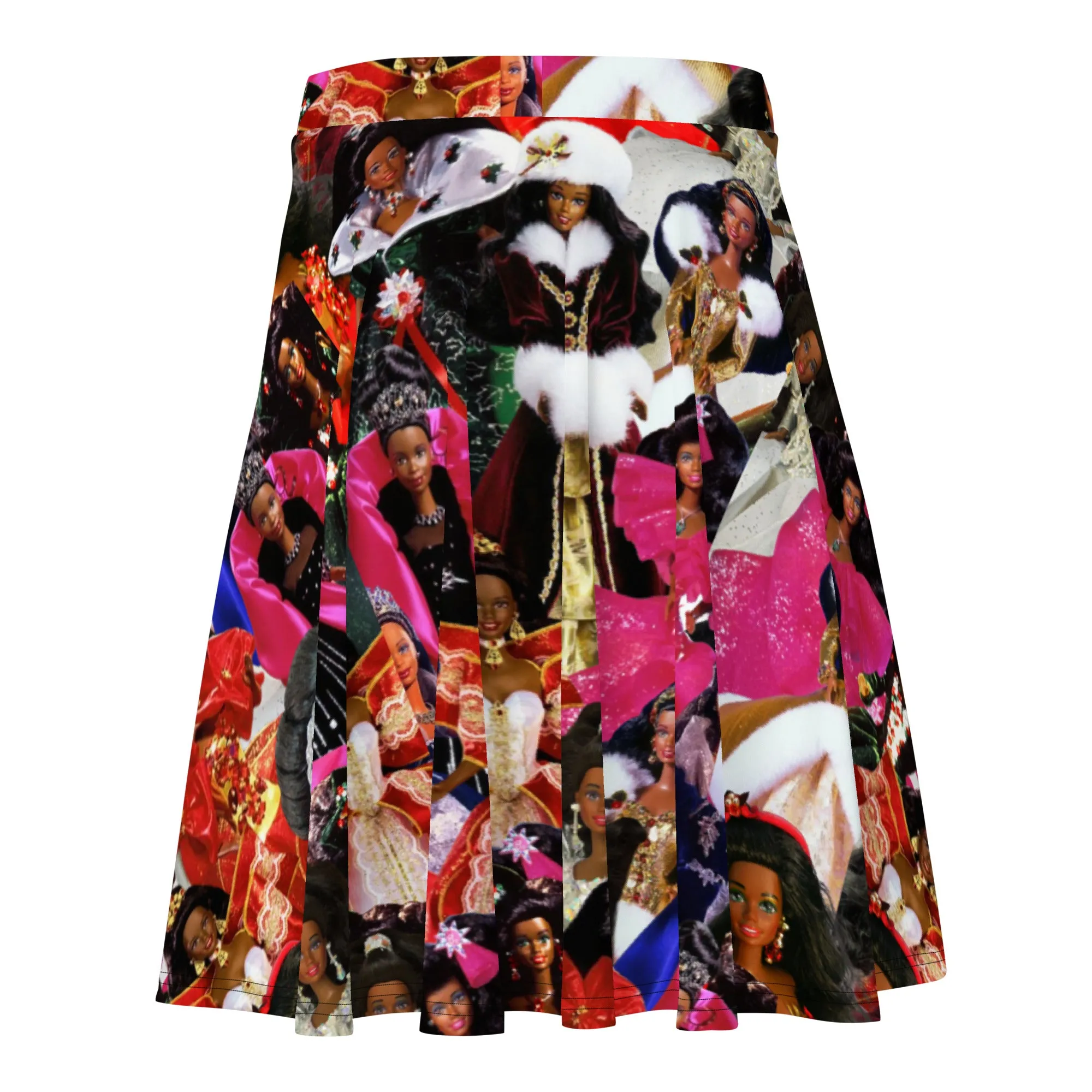90's Vintage Holiday Christiee Black Barbieee Skater Skirt