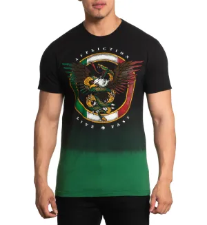 Affliction Heritage T-Shirt Black/Green Dip Dye