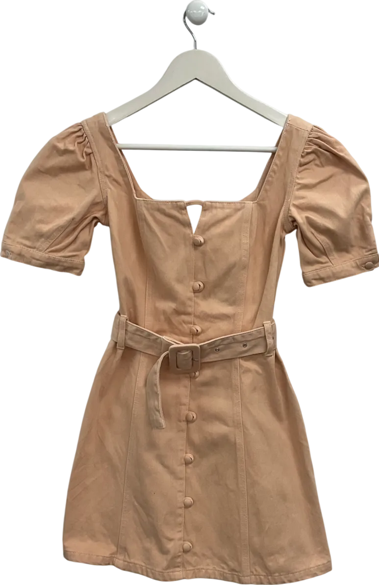 ASOS Nude Puff Sleeve Denim Dress UK 6