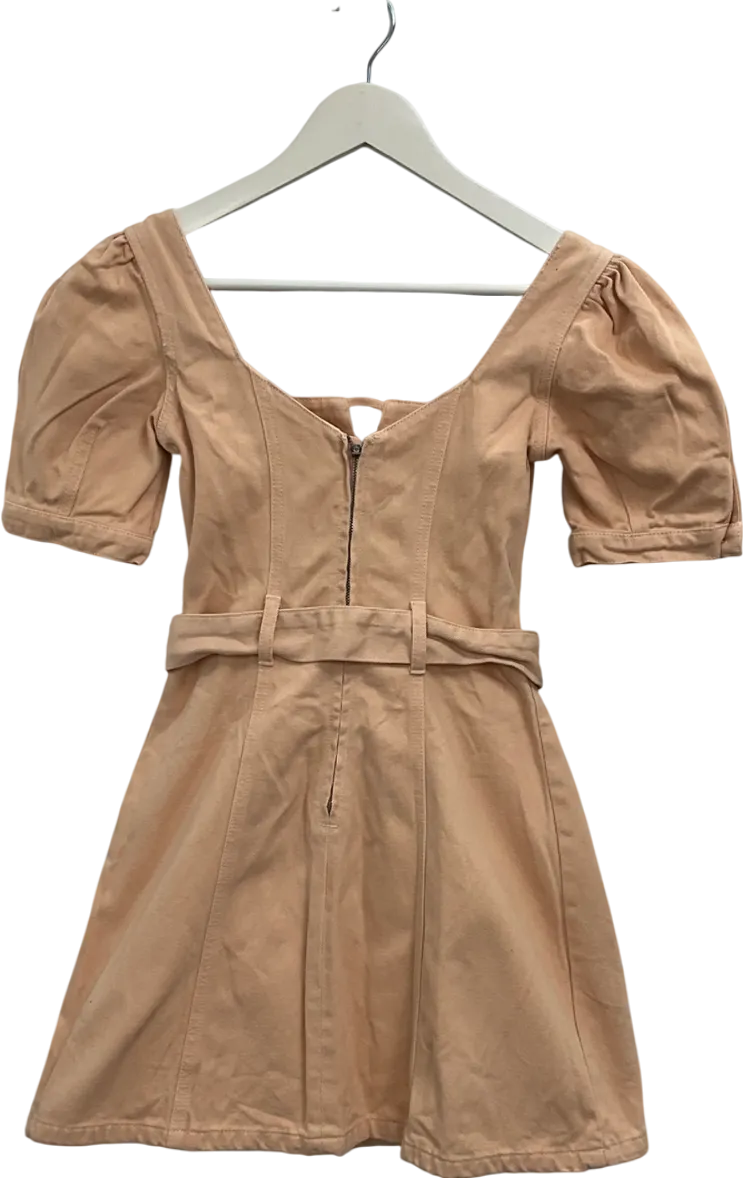 ASOS Nude Puff Sleeve Denim Dress UK 6