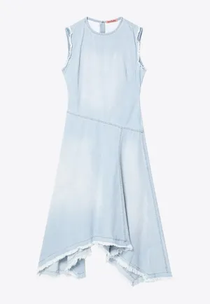 Asymmetric Faded Denim Dress