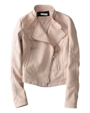Asymmetrical Style Leather Biker Jacket
