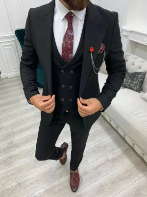 Austin Black Slim Fit Peak Lapel Suit – Versatile Elegance for Every Occasion