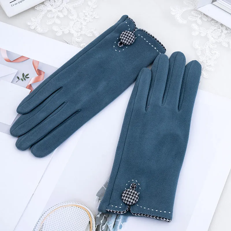 Autumn and winter stylish houndstooth cashmere gloves. Windproof, warm and versatile for outdoor cycling. Touchscreen available.C-240919-5