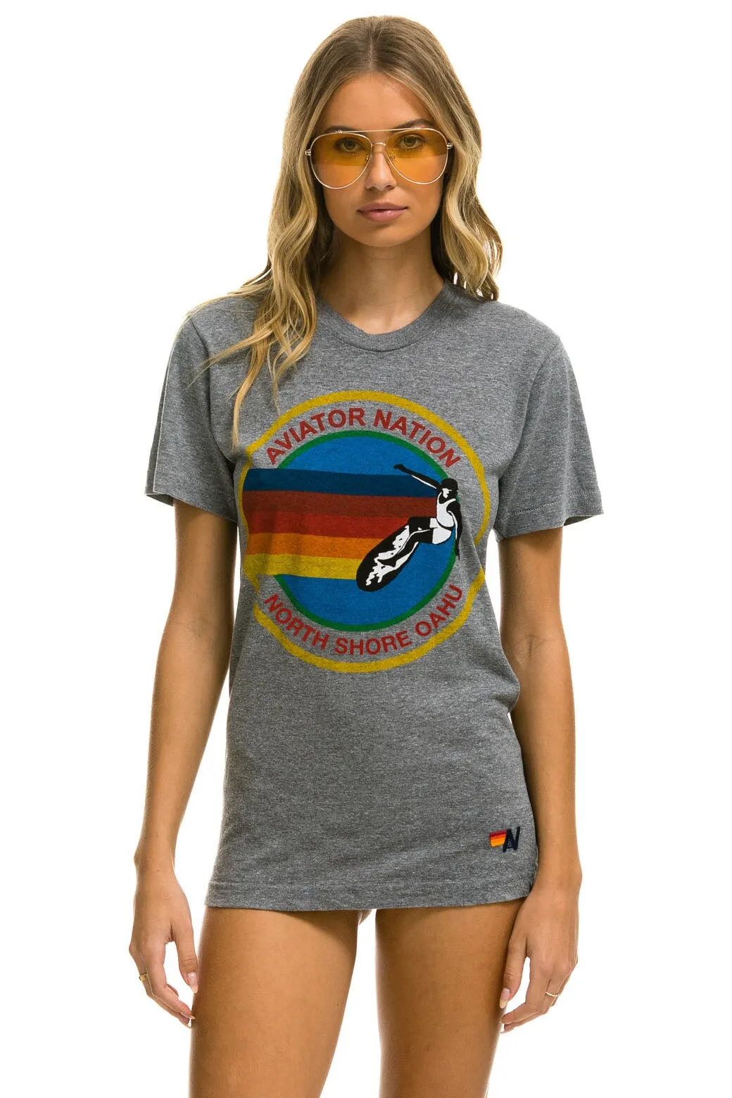 AVIATOR NATION NORTH SHORE TEE - HEATHER GREY