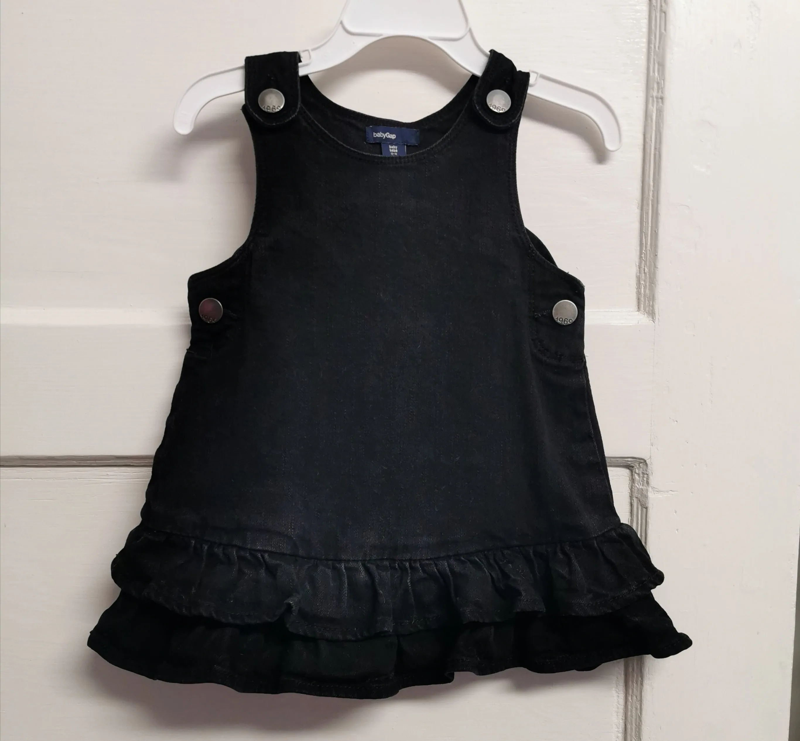 BABY GIRL SIZE 12/18 MONTHS - Baby GAP, Black Denim, Overall Dress VGUC B38
