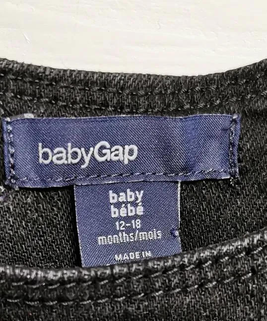 BABY GIRL SIZE 12/18 MONTHS - Baby GAP, Black Denim, Overall Dress VGUC B38