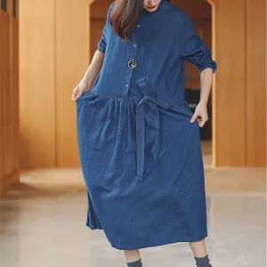 Baggy denim cotton linen dresses.
