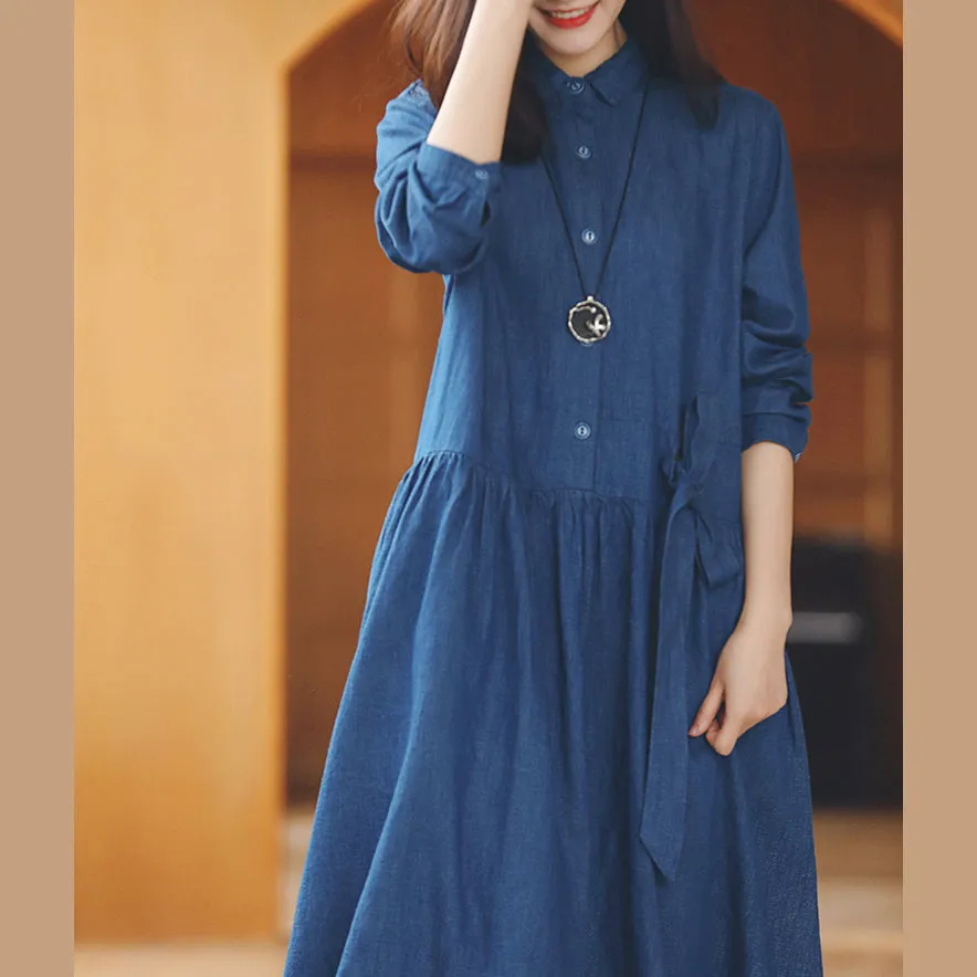 Baggy denim cotton linen dresses.