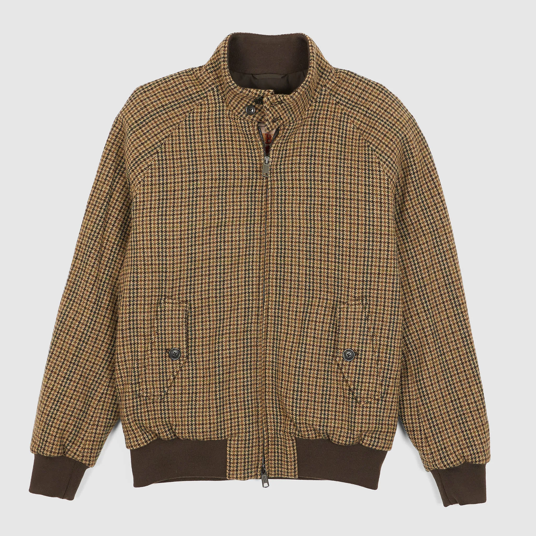 Baracuta G9 Houndstooth Wool Harrington Jacket