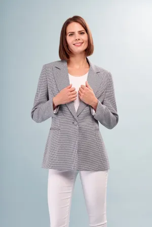 BCJ9076WPRA Houndstooth Blazer with Studs