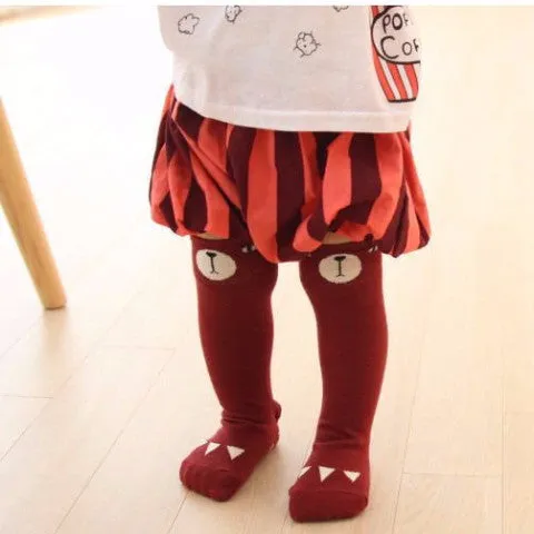 Bear Knee Socks in Dark Red