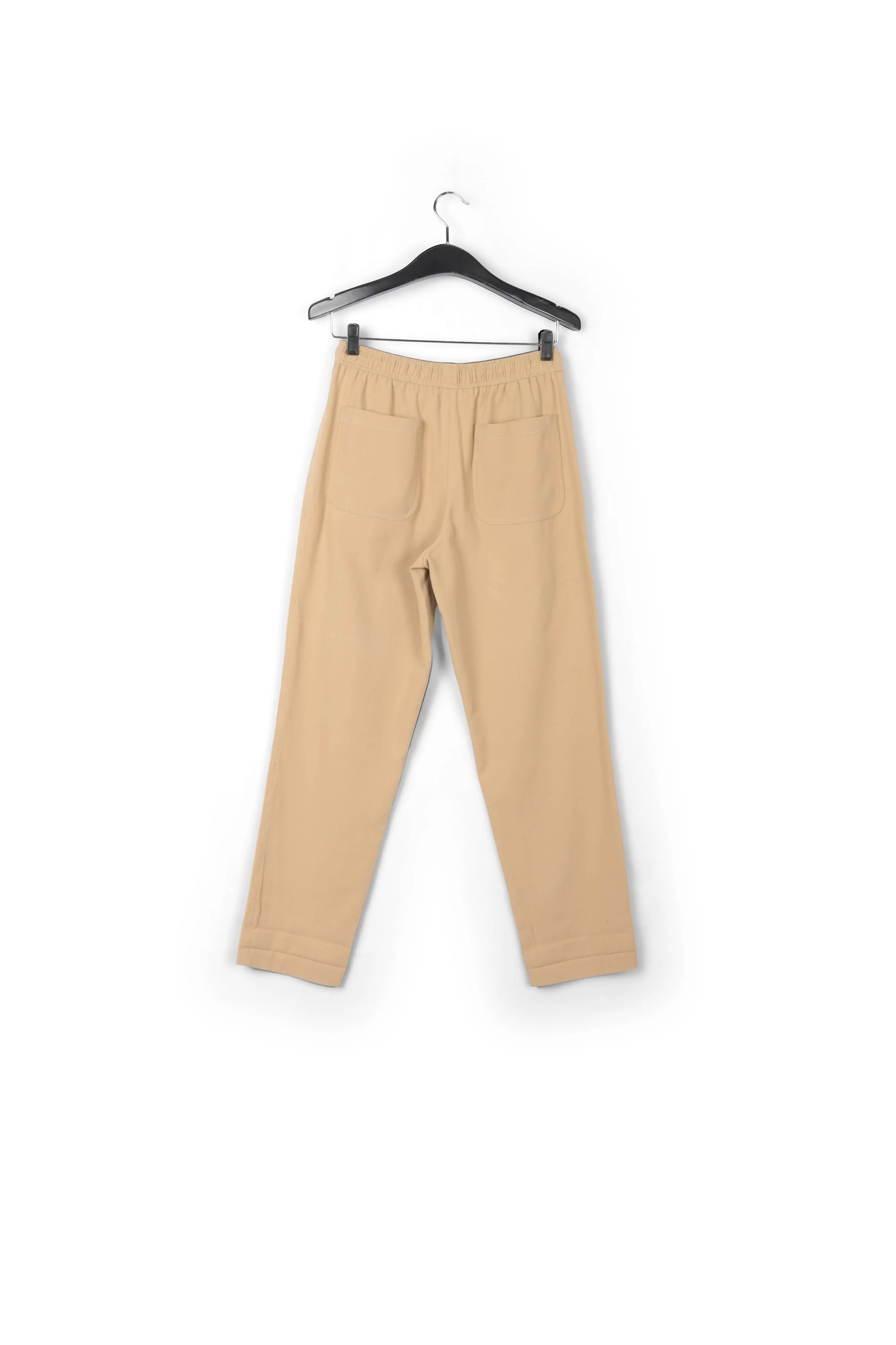 Beige cotton tapered pants