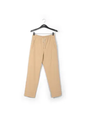 Beige cotton tapered pants