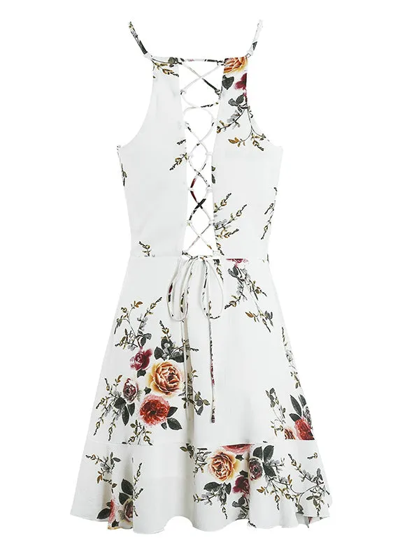 BerryBetty - Deep V Neck Backless Bandage Sexy Dress