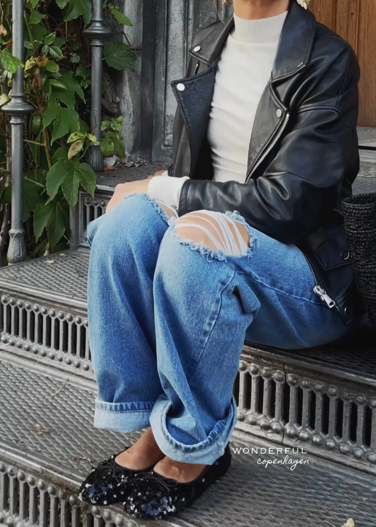 BIKER LEATHER JACKET - BLACK
