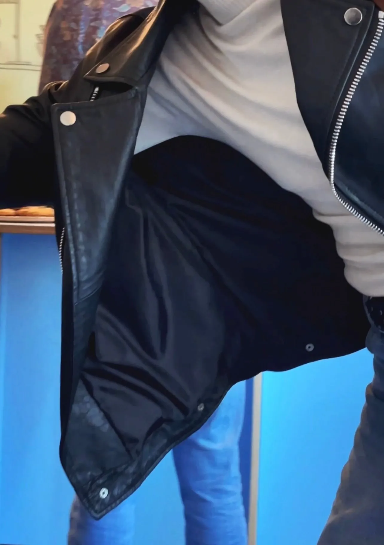BIKER LEATHER JACKET - BLACK