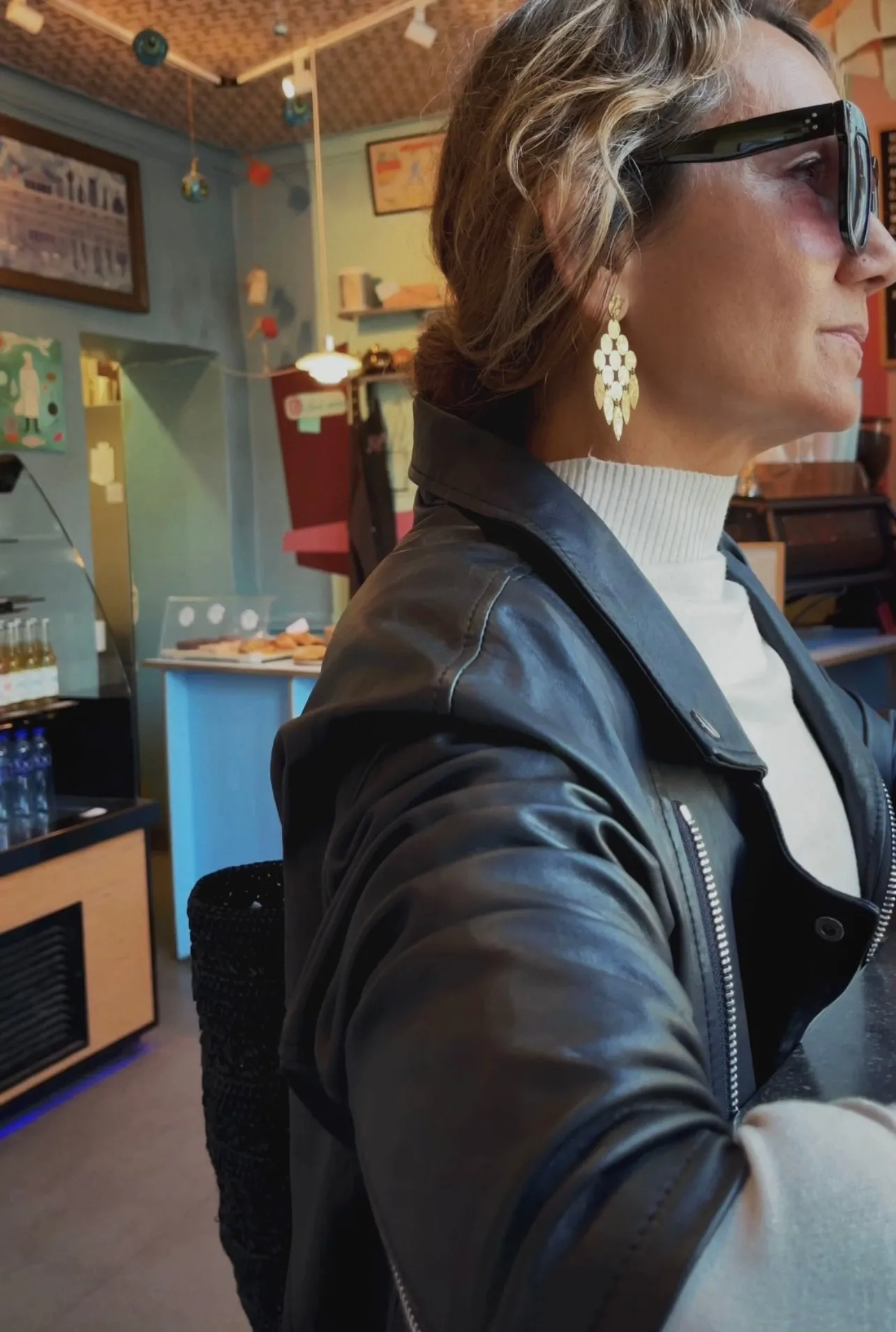 BIKER LEATHER JACKET - BLACK