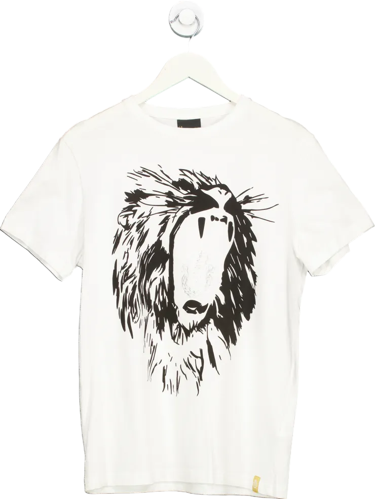 Billionaire White Lion Print T-Shirt UK S