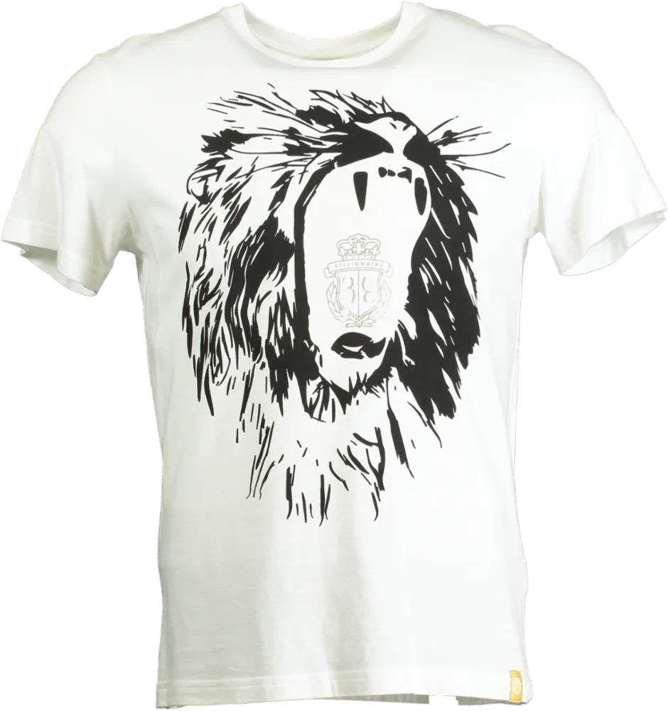Billionaire White Lion Print T-Shirt UK S