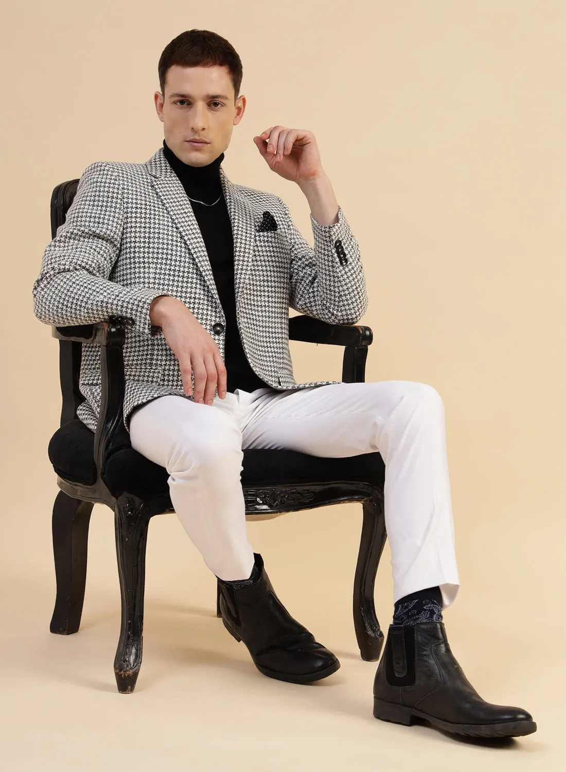 Black & White Tweed Houndstooth Jacket