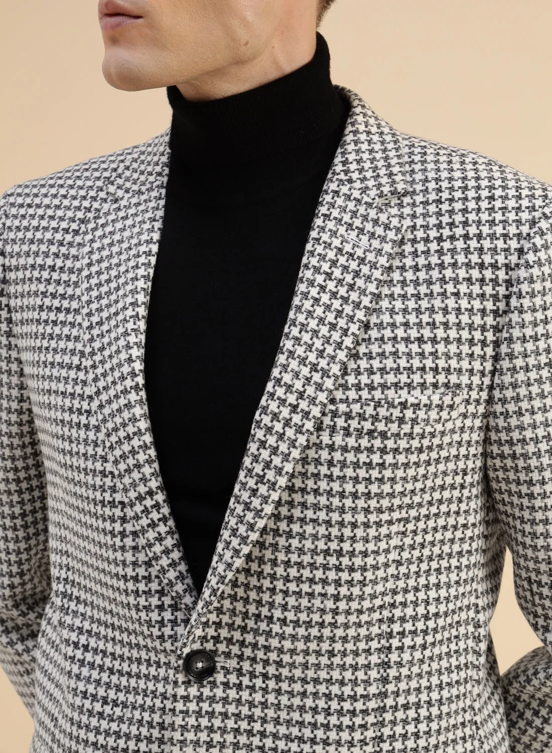 Black & White Tweed Houndstooth Jacket