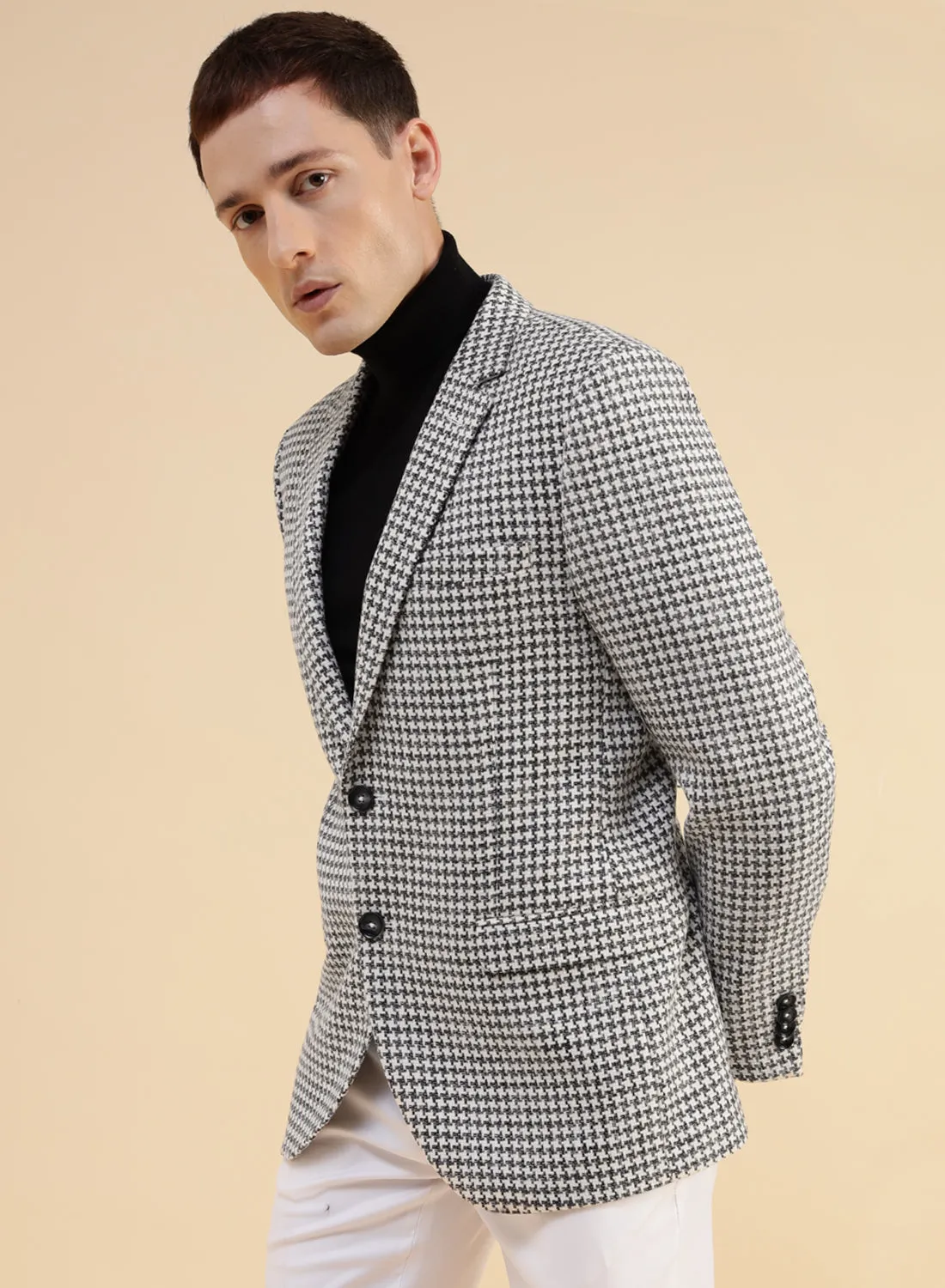 Black & White Tweed Houndstooth Jacket