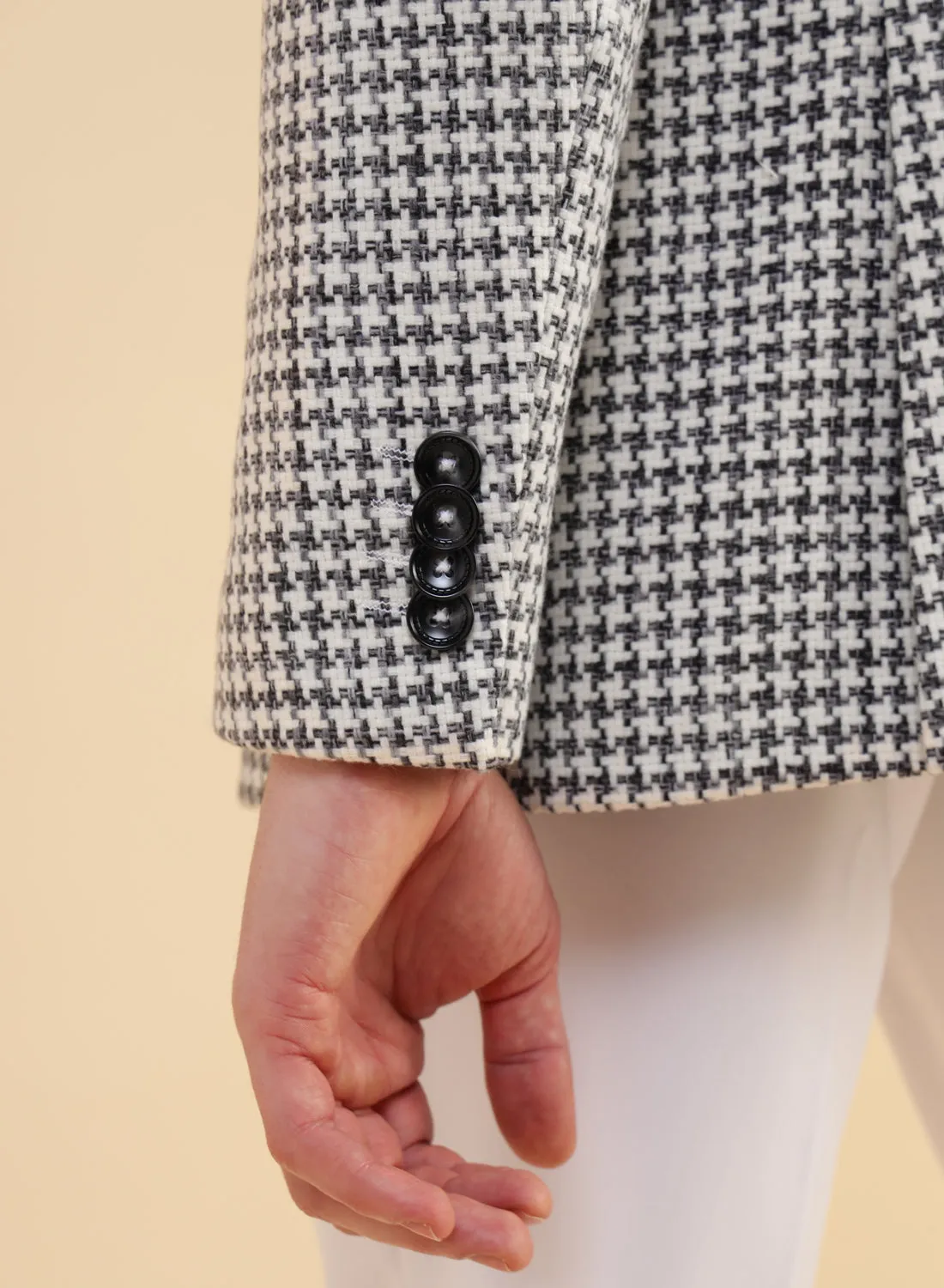 Black & White Tweed Houndstooth Jacket