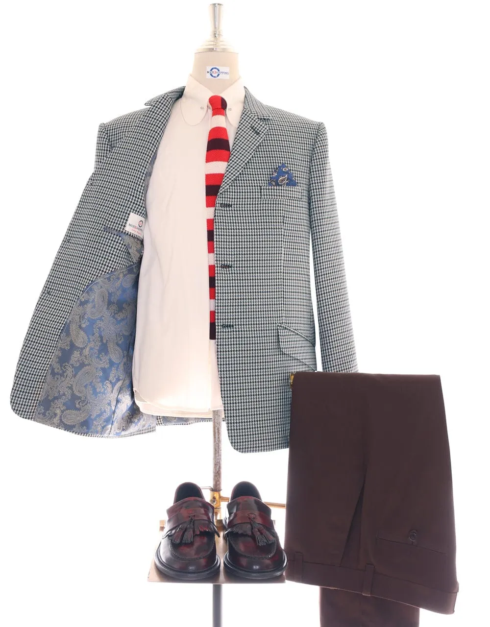 Black and Grey Large Houndstooth Blazer
