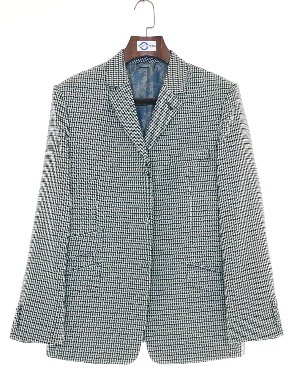 Black and Grey Large Houndstooth Blazer