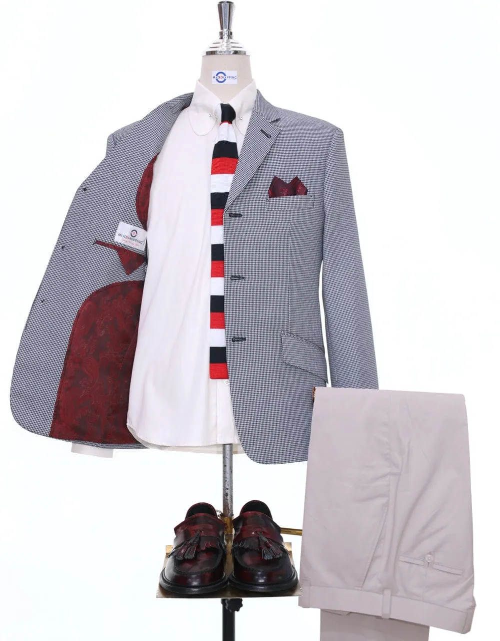 Black and White Small Houndstooth Blazer