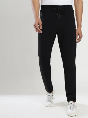 Black Solid Slim Fit Track Pant | JadeBlue
