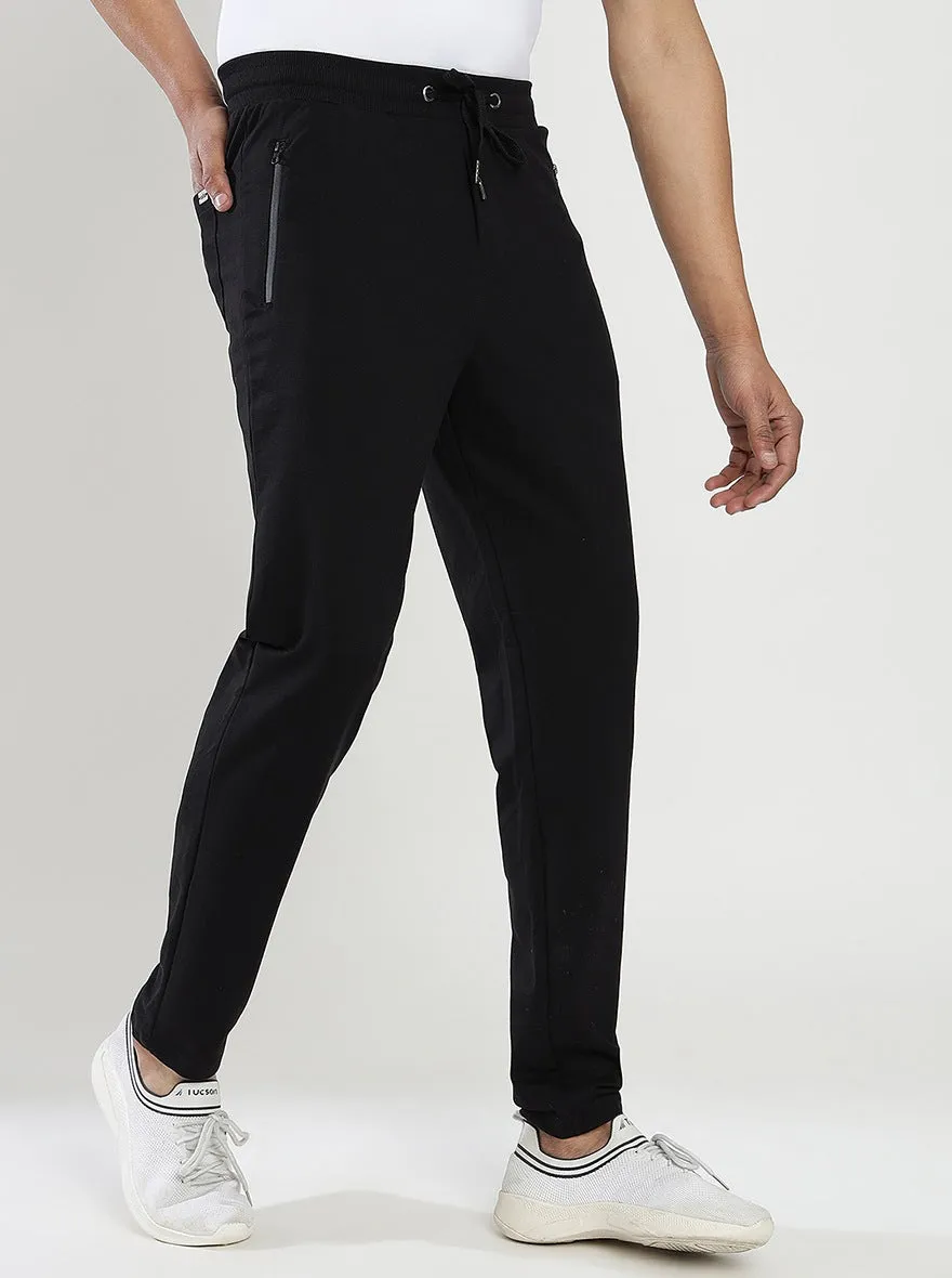 Black Solid Slim Fit Track Pant | JadeBlue