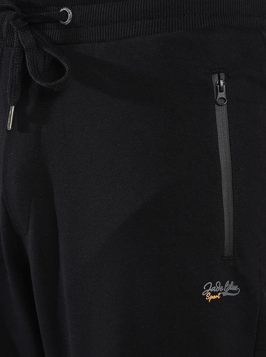 Black Solid Slim Fit Track Pant | JadeBlue