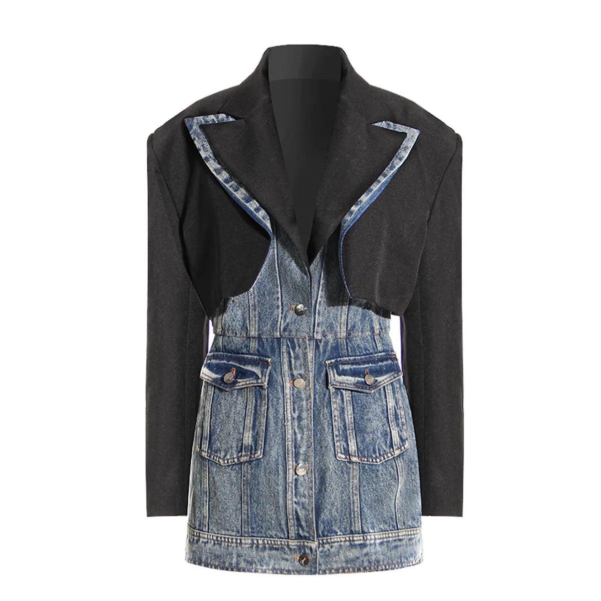 Blazer Matching Denim Dress Skirt Set
