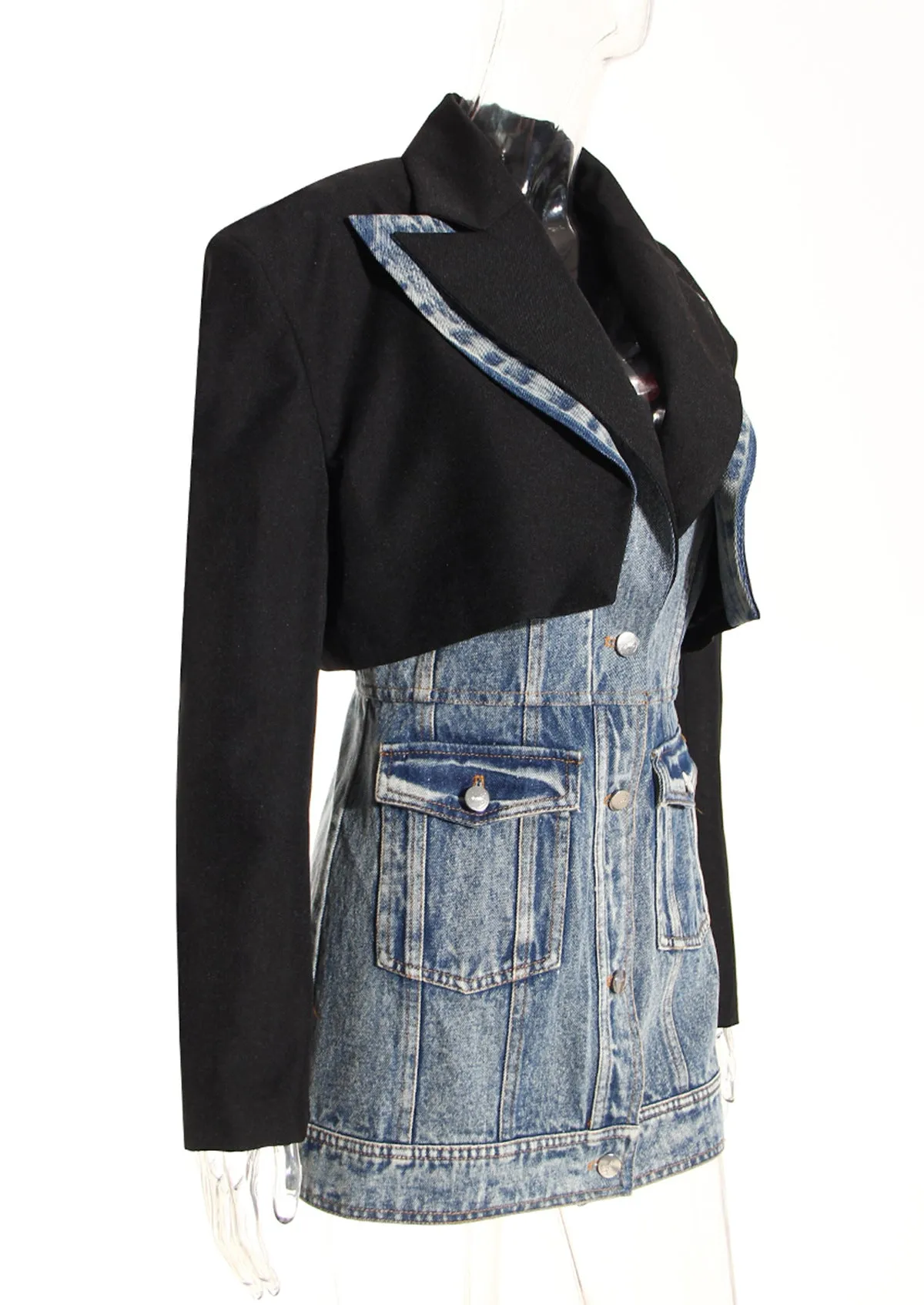 Blazer Matching Denim Dress Skirt Set