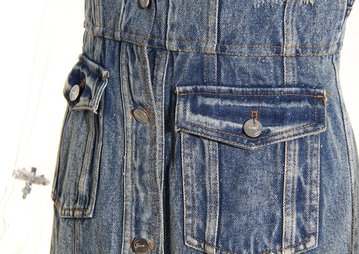 Blazer Matching Denim Dress Skirt Set