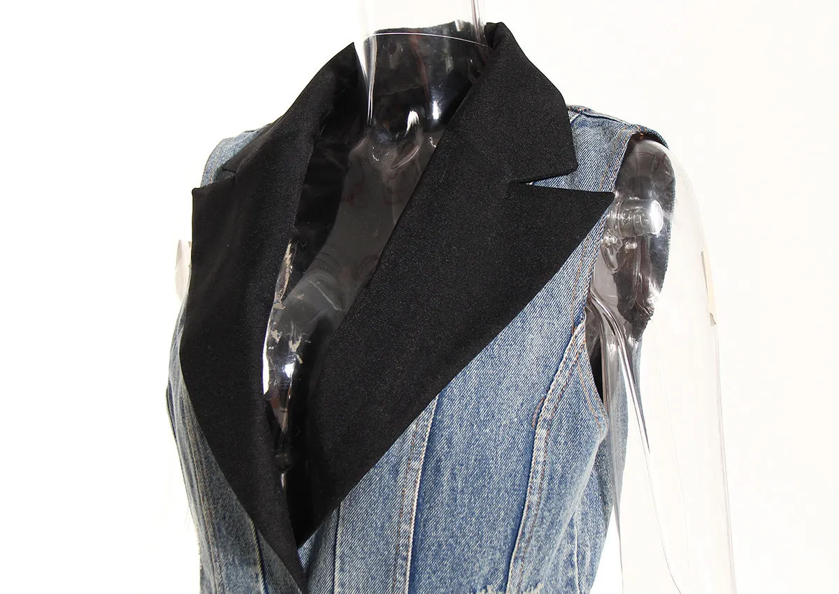 Blazer Matching Denim Dress Skirt Set