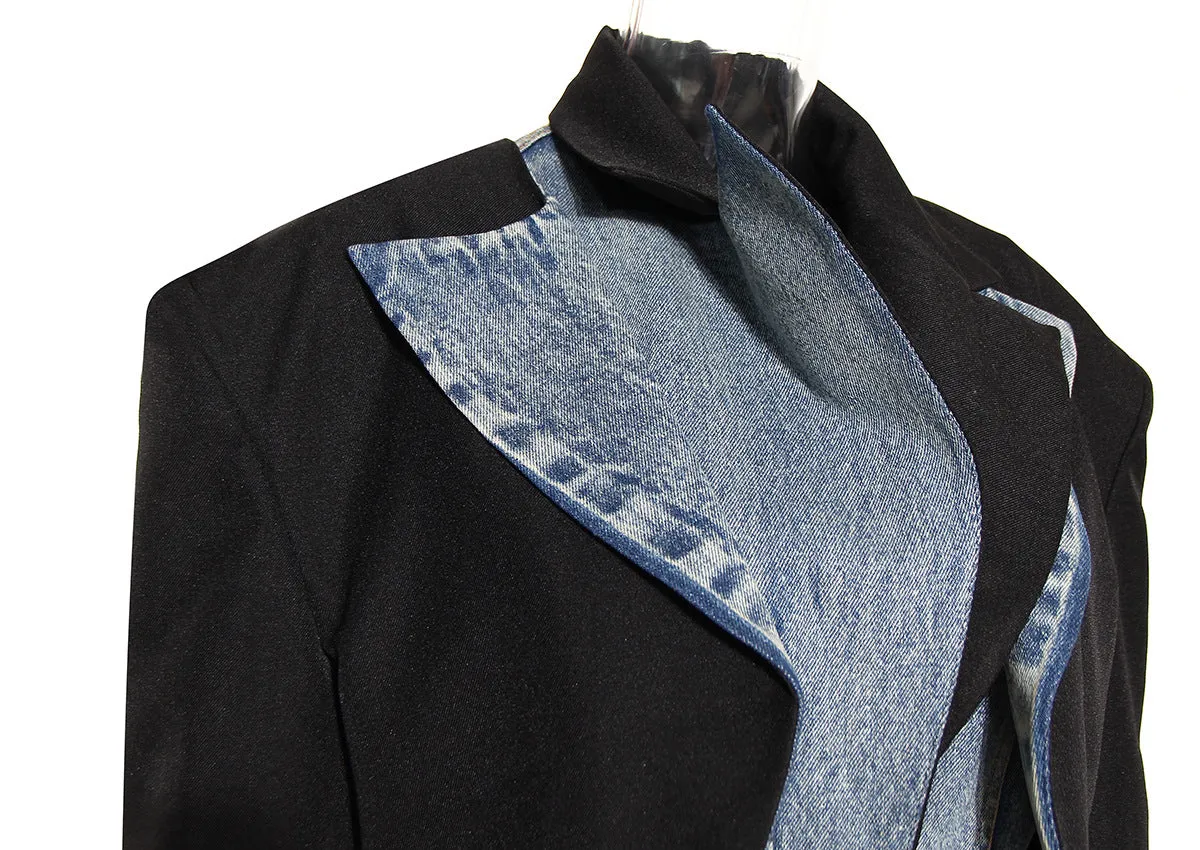Blazer Matching Denim Dress Skirt Set