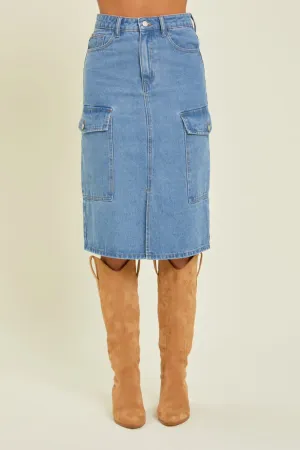 Blue Denim Cargo Skirt